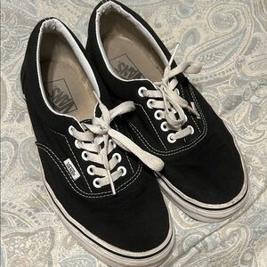 Vans Black and White Canvas Low-Top Sneakers
